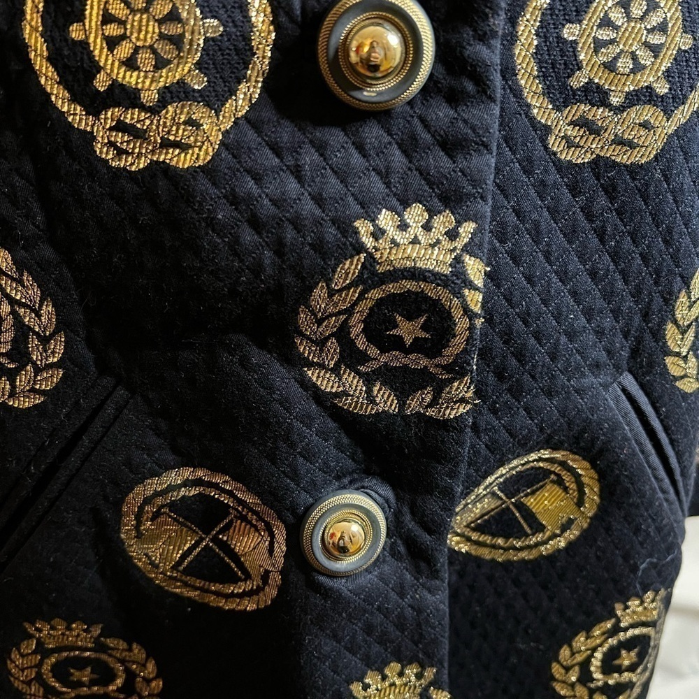 #Vintage Albert Nipon Navy & Gold Print Jacket - Picture 6 of 6